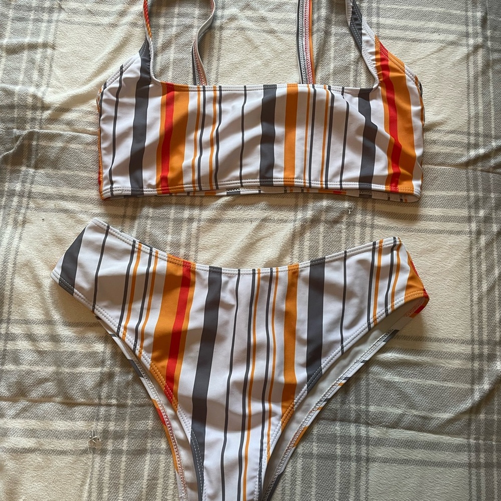 shein striped bikini size medium